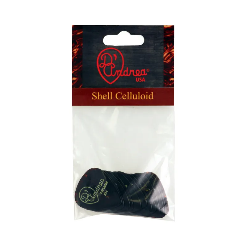 D'Andrea Shell Celluloid Picks - 351 Shape (TPG351 1.21XH), 12 pcs Pick Pack, 1.21 mm, Shell Solange Der Vorrat Reicht