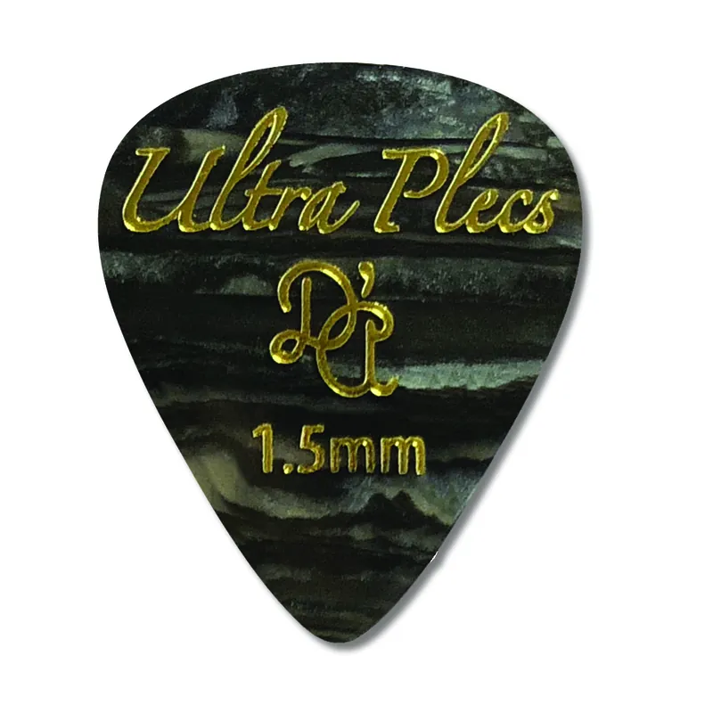 D'Andrea Ultra Plecs Picks - 351 Shape (UP351 1.5BOY), 6 pcs Pick Pack, 1.50 mm, Black Oyster Rabatt