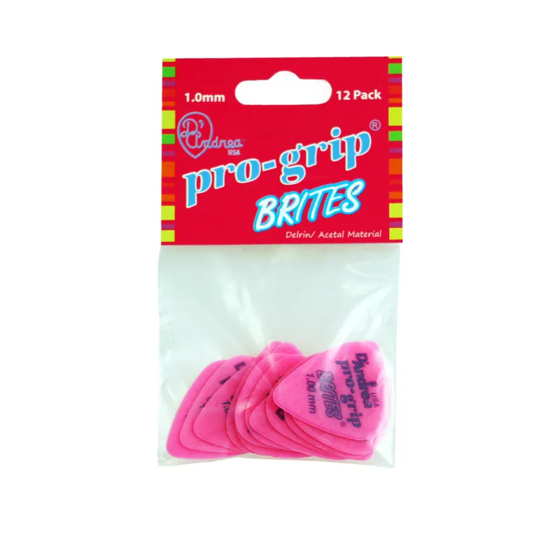 Direktkauf D'Andrea Pro-Grip Brites Picks - 351 Shape (TPGB351 1.0HV), 12 pcs Pick Pack, 1.00 mm, Pink