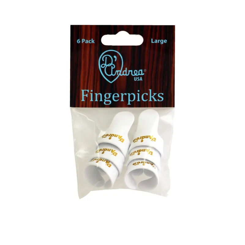 D'Andrea Finger Picks (R6374 LG WHT), 6 pcs Pick Pack, Large, White Markenprodukt