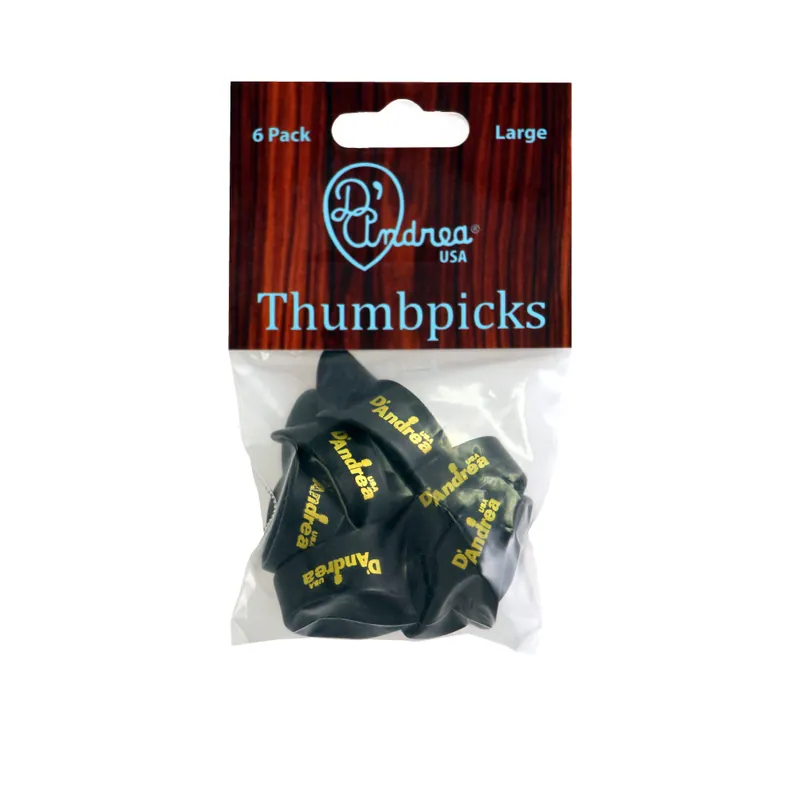 Neue Kollektion D'Andrea Thumb Picks (R6373 LG BLK), 6 pcs Pick Pack, Large, Black
