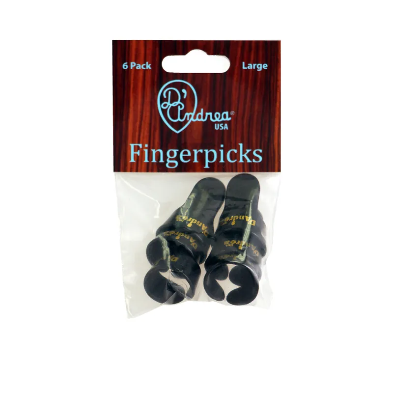 Sonderaktion D'Andrea Finger Picks (R6374 LG BLK), 6 pcs Pick Pack, Large, Black