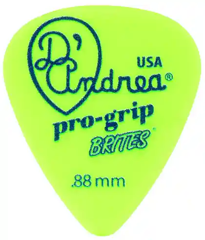 Neu Im Sortiment D'Andrea Pro-Grip Brites Picks - 351 Shape (RPGB351 .88MH), 72 pcs Refill Bag, 0.88 mm, Green