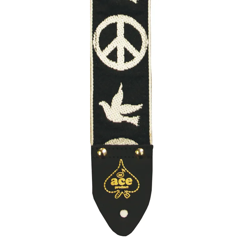 D'Andrea Ace Vintage Reissue Guitar Strap (ACE-6 BLK), Peace & Dove Black Kracherpreis