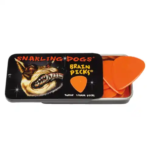D'Andrea Snarling Dog Brain Picks - 351 Shape (TNSDB351 1.14), 12 pcs Pick Tin, 1.14 mm, Orange Kostenfreie Lieferung