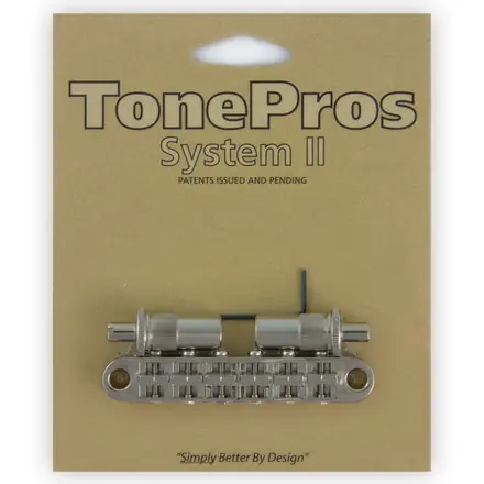 TonePros TPFA N - Metric Aluminum Tune-O-Matic Bridge with Bell Brass Saddles (Large Posts / Notched Saddles) - Nickel Must-Have