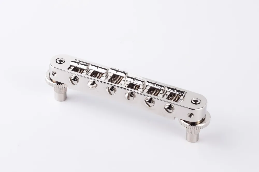 Direkt Vom Hersteller TonePros TP6A N - Standard Aluminium Tune-O-Matic Bridge with Bell Brass Saddles (Small Posts / Notched Saddles)- Nickel