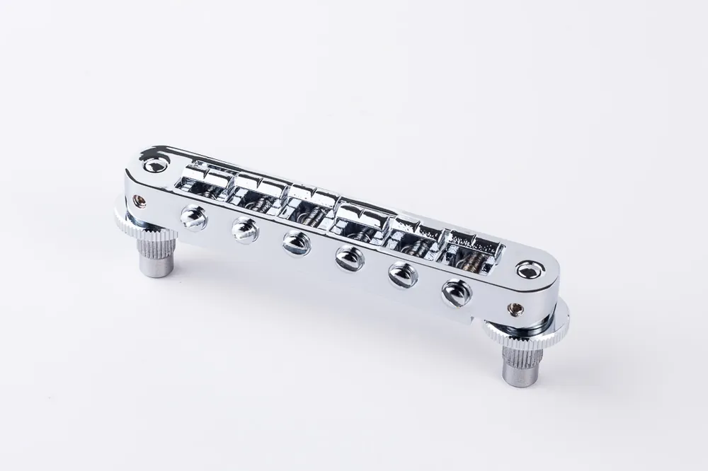 TonePros TP6A C - Standard Aluminium Tune-O-Matic Bridge with Bell Brass Saddles (Small Posts / Notched Saddles) - Chrome Günstig